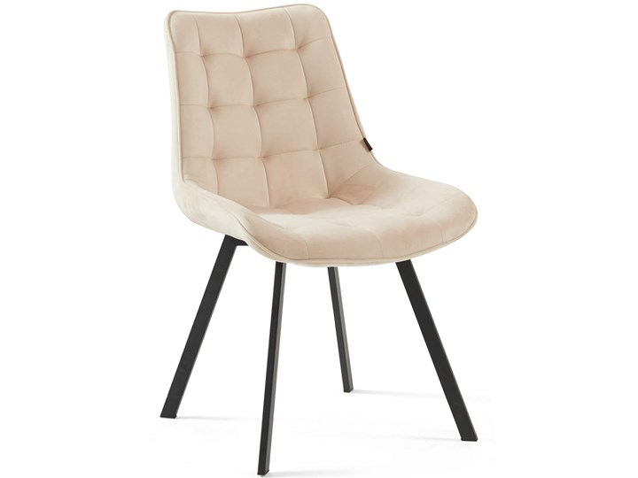 Krzesło tapicerowane beżowe DC-6030 welur #5 Tkanina Pikowane Tworzywo sztuczne Metal Kolor Beżowy