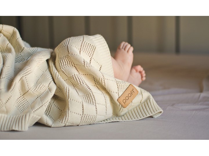 POOFI Kocyk ażurowy kolor: waniliowy Wzór Jednolity Bawełna 75x90 cm Kategoria Koce i pledy