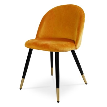 Bettso Krzesło tapicerowane SOLO w stylu glamour - miodowy / noga czarno-złota