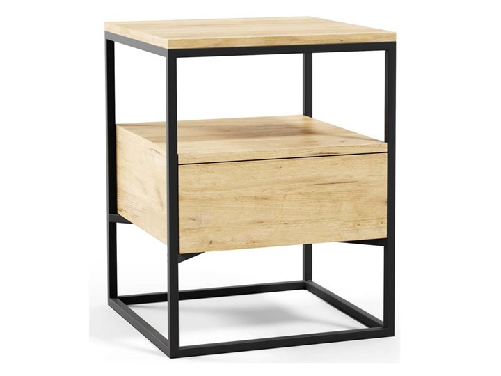 Szafka nocna Kraft 1 metalowa loftowa Płyta MDF Płyta meblowa Płyta laminowana Drewno Styl Nowoczesny