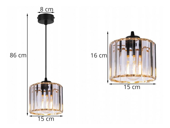 Regulowana Lampa Wisząca ze Szklanym Kloszem Lampa z kloszem Ilość źródeł światła 1 źródło Szkło Metal Styl Nowoczesny