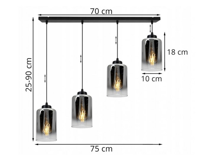 Zjawiskowa Regulowana Lampa w Stylu Industrialnym ze Szklanym Kloszem Lampa z kloszem Szkło Funkcje Brak dodatkowych funkcji