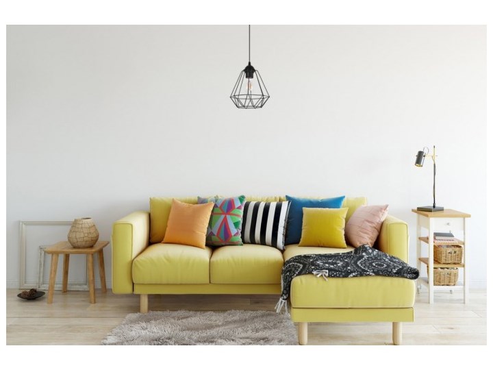 Lampa Wisząca Pojedyncza Styl Loft Czarna Lampa z kloszem Metal Lampa druciana Kolor Czarny