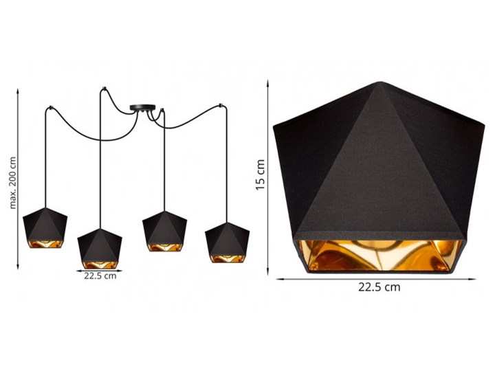 Lampa Wisząca Żyrandol z Abażurami Diament Złoto Lampa z kloszem Metal Lampa z abażurem Funkcje Brak dodatkowych funkcji Styl Nowoczesny