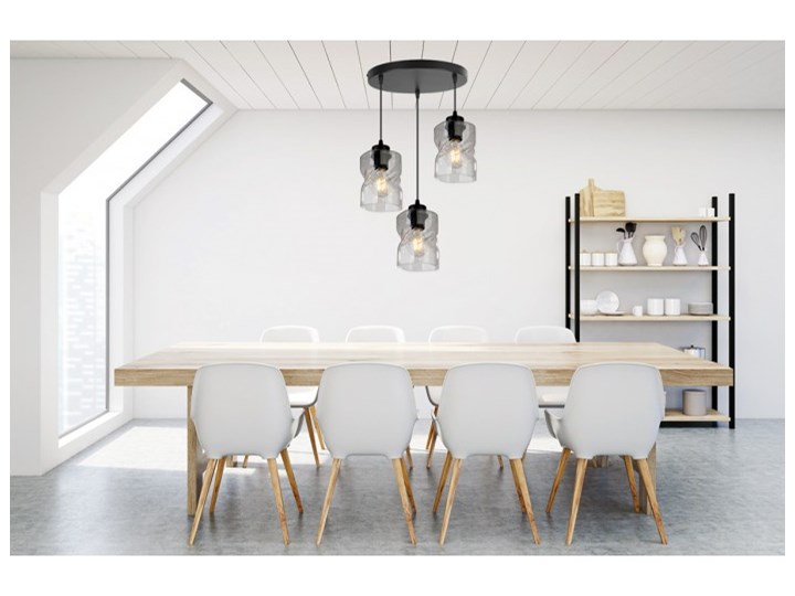 Nowoczesna Lampa Wisząca LED ze Szklanymi Kloszami Szkło Lampa z kloszem Metal Kolor Szary