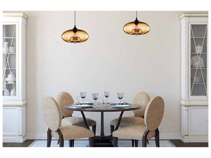 Designerska Lampa Wisząca Pojedyncza ze Szklanym Kloszem Metal Lampa z kloszem Ilość źródeł światła 1 źródło Szkło Kolor Brązowy