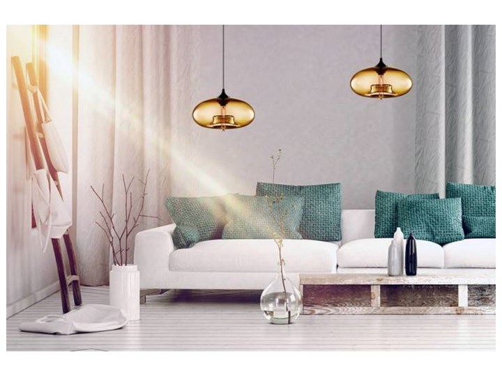 Designerska Lampa Wisząca Pojedyncza ze Szklanym Kloszem Lampa z kloszem Szkło Metal Styl Nowoczesny
