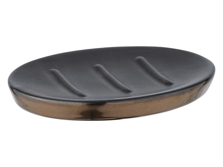 Matowa szara ceramiczna mydelniczka z detalem w kolorze złota Wenko Polaris Ceramika Kolor Złoty Mydelniczki Kategoria Mydelniczki i dozowniki