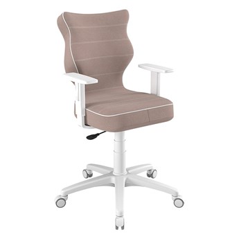 SELSEY Krzesło biurowe Duo brązowe w tkaninie trudnopalnej na białej podstawie