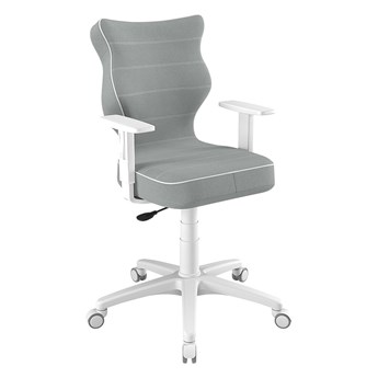 SELSEY Krzesło biurowe Duo jasnoszare w tkaninie trudnopalnej na białej podstawie