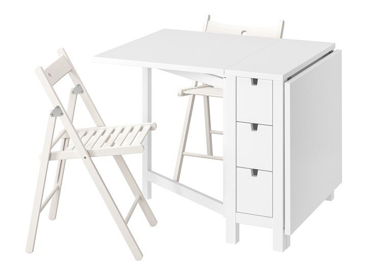 IKEA NORDEN / TERJE Stół i 2 składane krzesła, biały/biały, 26/89/152 cm Liczba krzeseł 2 krzesła