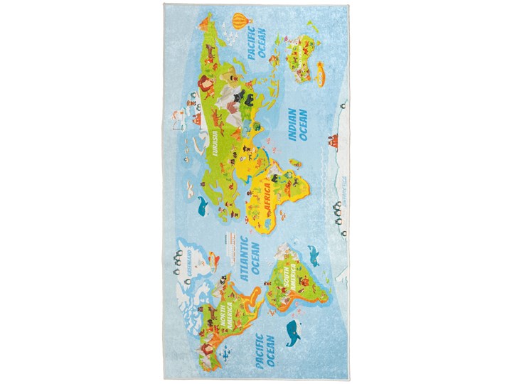 Dywan Dziecięcy Mapa 80 x 150 cm 80x150 cm Pomieszczenie Pokój przedszkolaka Poliester Dywany Wzór Zwierzęcy