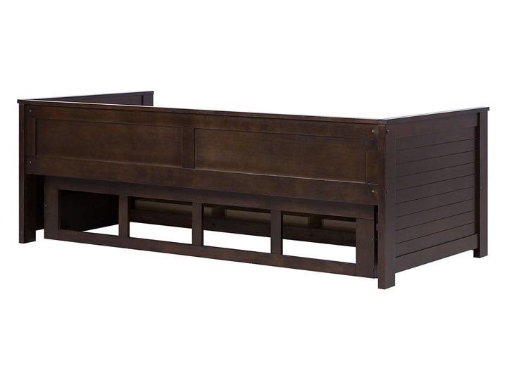 Łóżko brązowe drewniane 90/180 x 200 cm ze stelażem wysuwane dodatkowe łóżko 3 szuflady skandynawskie Drewno Kolor Brązowy Rozmiar materaca 90x200 cm