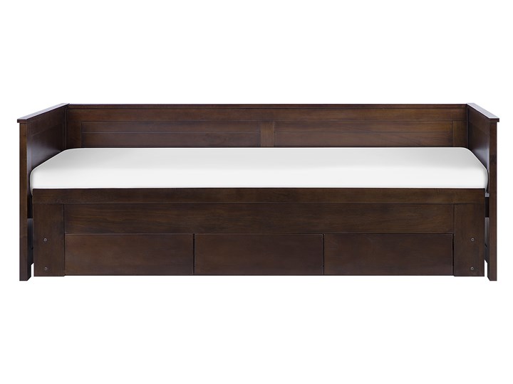 Łóżko brązowe drewniane 90/180 x 200 cm ze stelażem wysuwane dodatkowe łóżko 3 szuflady skandynawskie Drewno Liczba miejsc Jednoosobowe