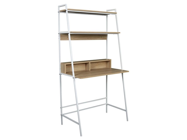 Białe biurko boho z półkami - Astros Głębokość 81 cm Styl Skandynawski Szerokość 48 cm Szerokość 81 cm Płyta MDF Metal Drewno Sekretarzyk Styl Industrialny