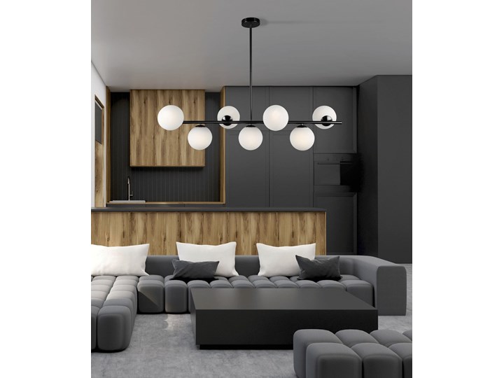 NOWOCZESNA LAMPA WISZĄCA CZARNA FREDICA W7 Szkło Metal Lampa z kloszem Kolor Czarny