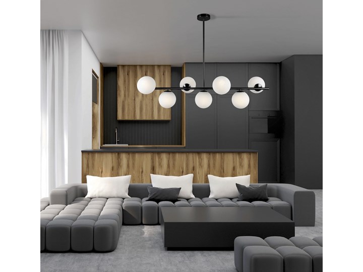 NOWOCZESNA LAMPA WISZĄCA CZARNA FREDICA W7 Metal Szkło Styl Nowoczesny Lampa z kloszem Kolor Czarny