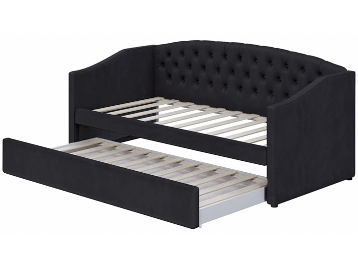 Łóżko podwójne rozkładane 90x200 / 90x195 D031 czarny welur Drewno Rozmiar materaca 90x200 cm
