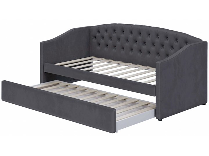 Łóżko tapicerowane rozkładane 90X200 D031 ciemno szary welur Drewno Tkanina Rozmiar materaca 100x210 cm Płyta MDF Rozmiar materaca 90x200 cm