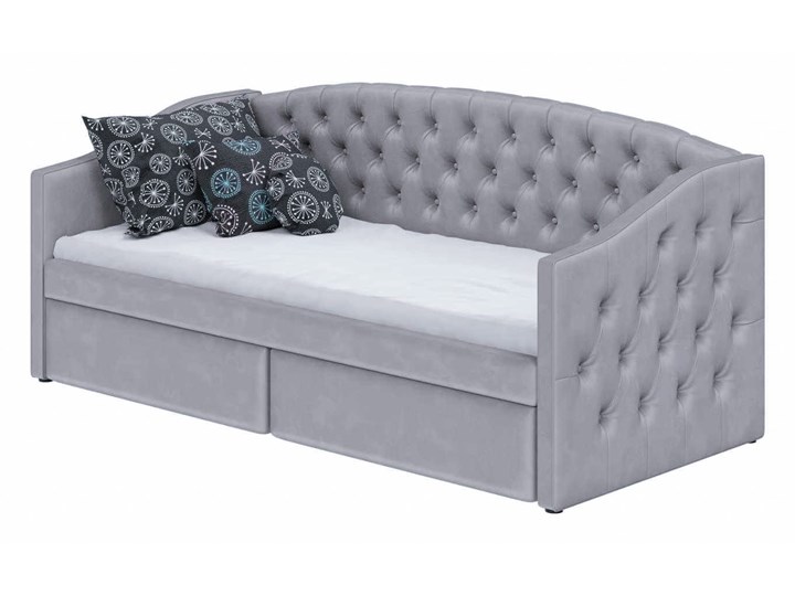 Łóżko tapicerowane rozkładane 90X200 D032 szary welur Tkanina Rozmiar materaca 100x210 cm Płyta MDF Drewno Rozmiar materaca 90x195 cm