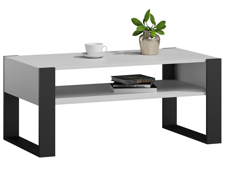 Minimalistyczna ława do salonu czarny/biały - Lazira Drewno Wysokość 50 cm Płyta meblowa Kategoria Stoliki i ławy Zestaw stolików Styl Industrialny