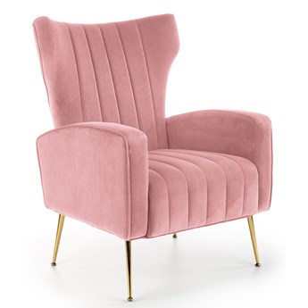 Różowy tapicerowany fotel glamour - Marson