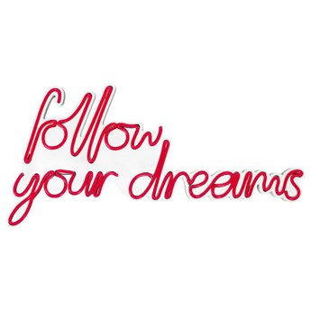 SELSEY Neon na ścianę Letely z napisem Follow Your Dreams czerwony