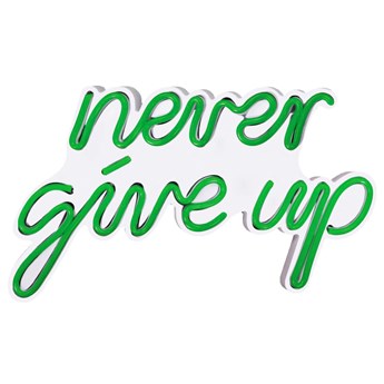 SELSEY Neon na ścianę Letely z napisem Never Give Up zielony