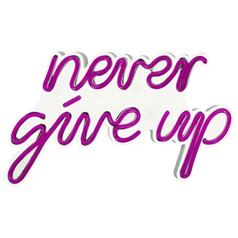 SELSEY Neon na ścianę Letely z napisem Never Give Up różowy
