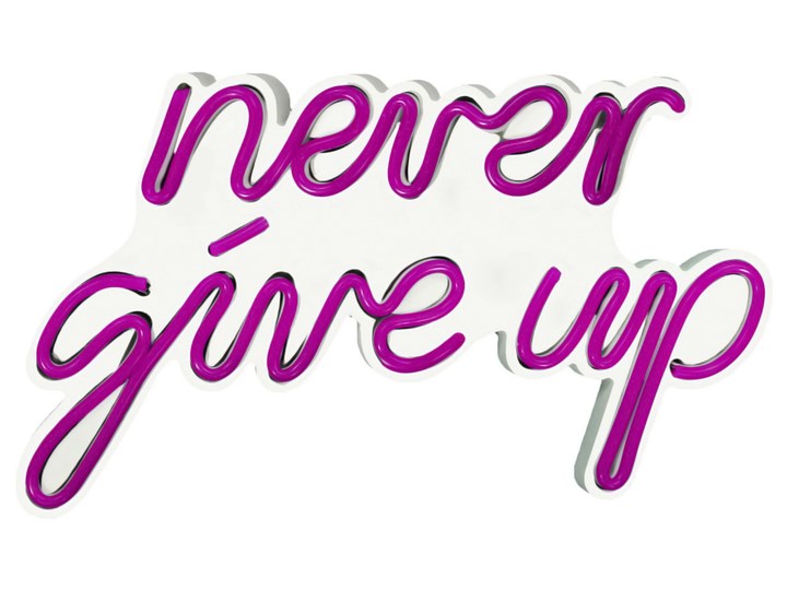 SELSEY Neon na ścianę Letely z napisem Never Give Up różowy Styl Vintage
