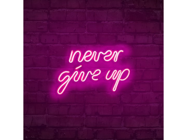 SELSEY Neon na ścianę Letely z napisem Never Give Up różowy Pomieszczenie Salon Styl Vintage