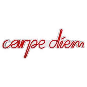 SELSEY Neon na ścianę Letely z napisem Carpe Diem czerwony