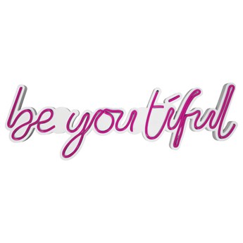 SELSEY Neon na ścianę Letely z napisem BeYOUtiful różowy