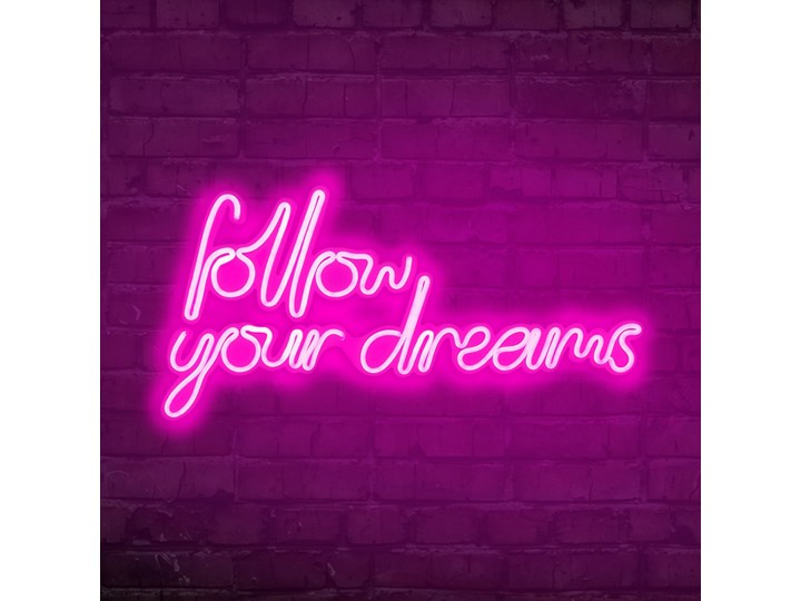 SELSEY Neon na ścianę Letely z napisem Follow Your Dreams różowy Styl Vintage