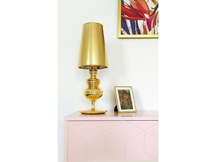 Lampa biurkowa QUEEN 18 złota Tworzywo sztuczne Lampa z abażurem Metal Kolor Złoty Kategoria Lampy stołowe
