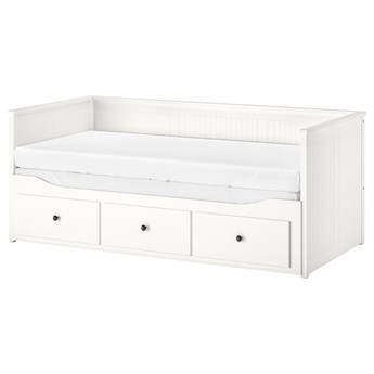IKEA HEMNES Leżanka z 3 szufladami, 2 materace, biały/Vannareid twardy, 80x200 cm