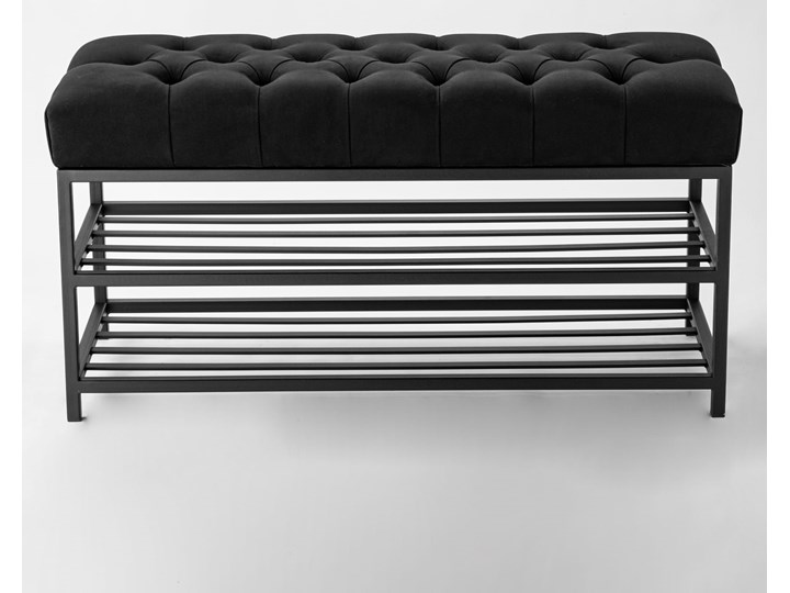 Ławka Pikowana do przedpokoju Industrialna DOUBLE SHELF Materiał obicia Tkanina