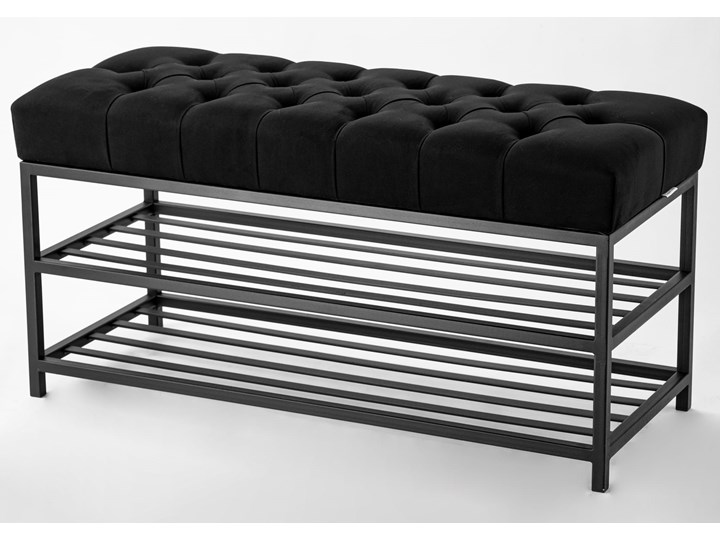 Ławka Pikowana do przedpokoju Industrialna DOUBLE SHELF Materiał obicia Skóra ekologiczna