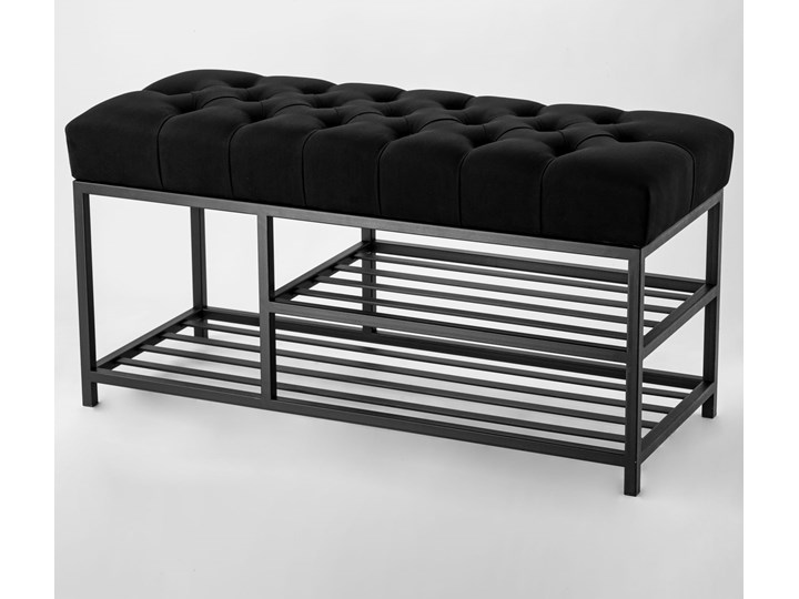 Ławka Pikowana do przedpokoju Industrialna HALF SHELF Materiał obicia Skóra ekologiczna