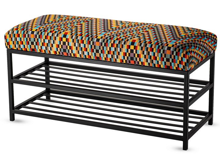 Ławka tapicerowana do przedpokoju Industrialna DOUBLE SHELF BARCELONA Materiał obicia Skóra ekologiczna