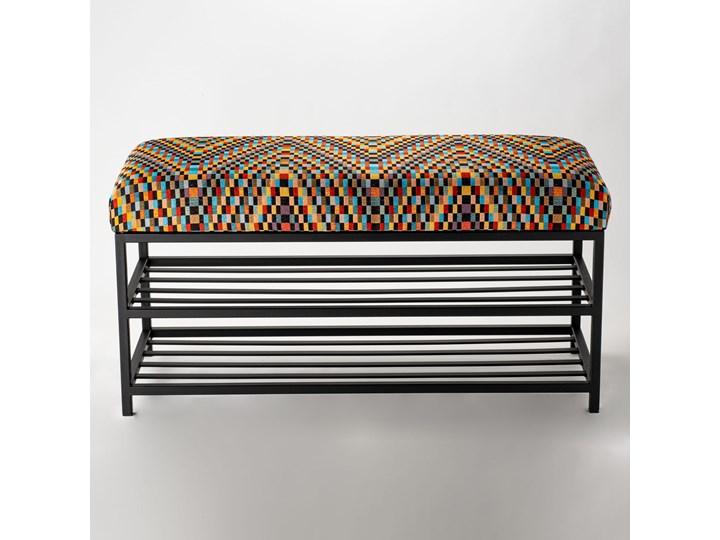 Ławka tapicerowana do przedpokoju Industrialna DOUBLE SHELF BARCELONA Materiał obicia Tkanina Styl Industrialny