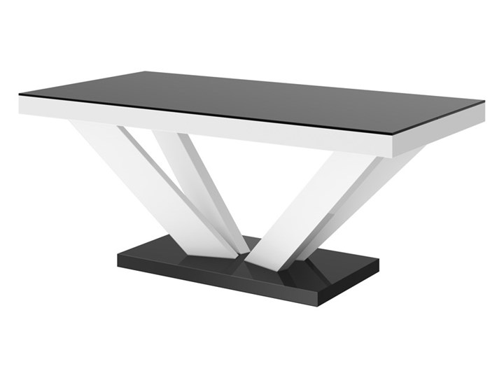Nierozkładana ława na designerskiej podstawie Viva 2 mini w wysokim połysku Szkło Rozmiar blatu 60x120 cm Płyta MDF Zestaw stolików Wysokość 50 cm Funkcje Z szufladami