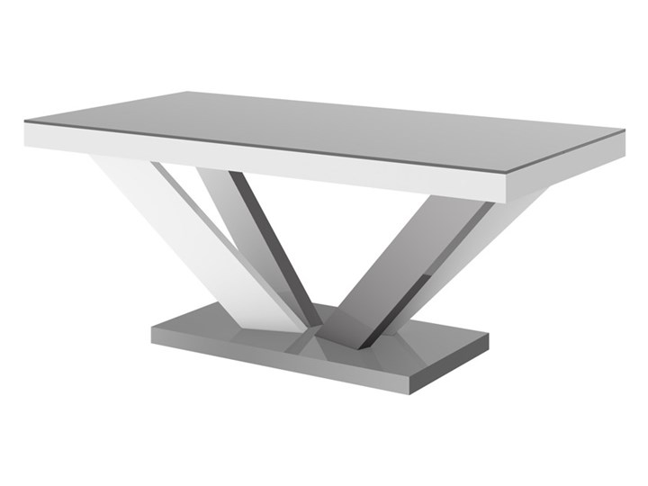 Nierozkładana ława na designerskiej podstawie Viva 2 mini w wysokim połysku Szkło Płyta MDF Wysokość 50 cm Zestaw stolików Funkcje Z półkami