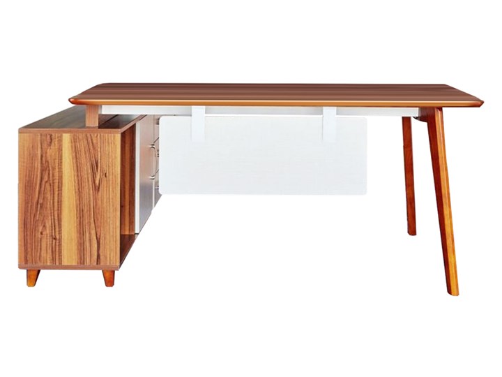 Biurko z pomocnikiem Evolutio A609, 140x70 cm Szerokość 140 cm Głębokość 140 cm Płyta MDF Drewno Biurko tradycyjne Kolor Brązowy