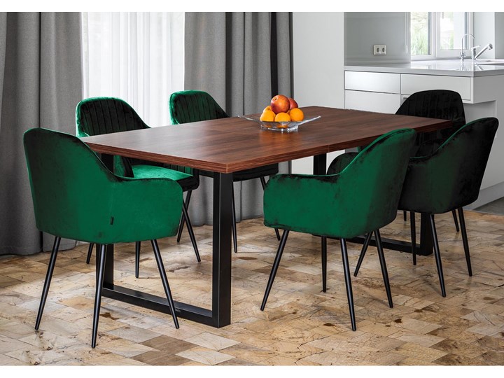 Stół rozkładany do jadalni FIORD 160/260x90 Ciemny orzech Szerokość 90 cm Metal Wysokość 75 cm Długość 160 cm Długość 90 cm Kolor Brązowy Drewno Szerokość 160 cm Styl Industrialny