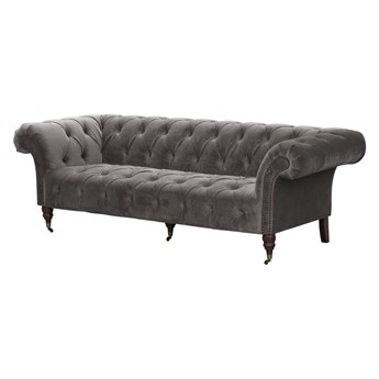 Sofa Chesterfield Glamour Velvet Dark Grey 3-os., 230 × 94 × 75 cm