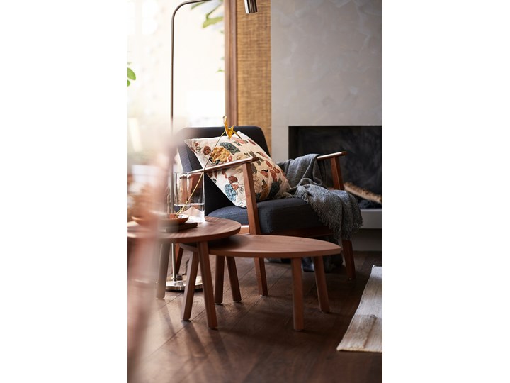 IKEA EKENÄSET Fotel, Hillared antracyt, Szerokość: 64 cm Głębokość 78 cm Bawełna Fotel inspirowany Wysokość 76 cm Drewno Tworzywo sztuczne Tkanina Stal Styl Skandynawski