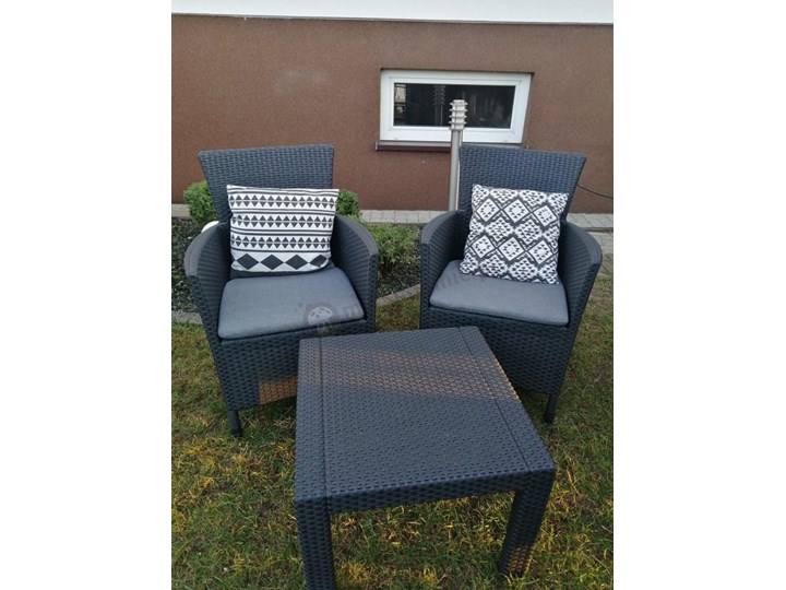 Meblobranie Grafitowy zestaw balkonowy Rosario Balcony Set Stoły z krzesłami Technorattan Kategoria Zestawy mebli ogrodowych Kolor Czarny