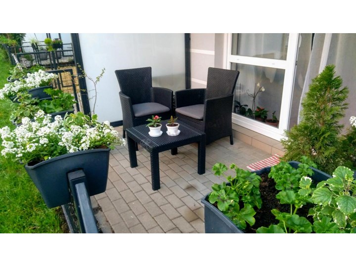 Meblobranie Grafitowy zestaw balkonowy Rosario Balcony Set Technorattan Stoły z krzesłami Zawartość zestawu Fotele Kolor Szary