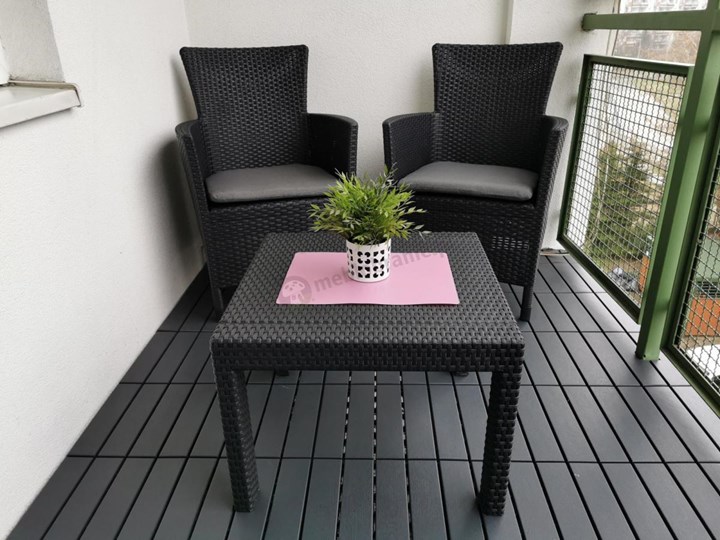 Meblobranie Grafitowy zestaw balkonowy Rosario Balcony Set Stoły z krzesłami Technorattan Liczba miejsc Dwuosobowy